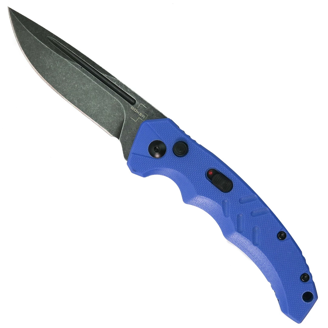 Boker Plus Exclusive Blue Intention II Auto Knife, Dark Stonewash Blade 1 Boker Plus Exclusive Blue Intention II Auto Knife, Dark Stonewash Blade