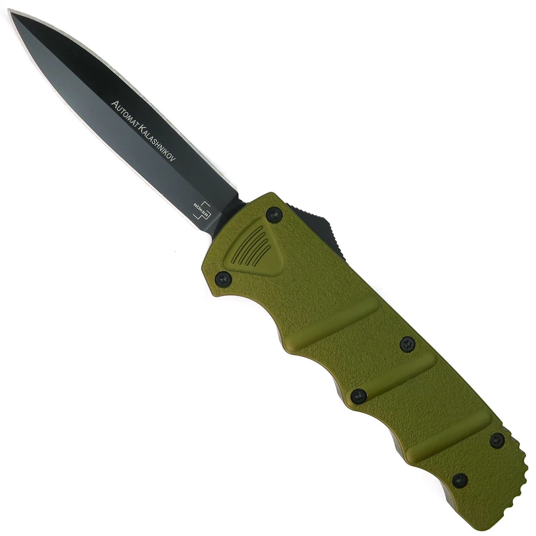 Boker Plus Exclusive OD Green Kalashnikov OTF Auto Knife, Black Dagger Blade 1 Boker Plus Exclusive OD Green Kalashnikov OTF Auto Knife, Black Dagger Blade