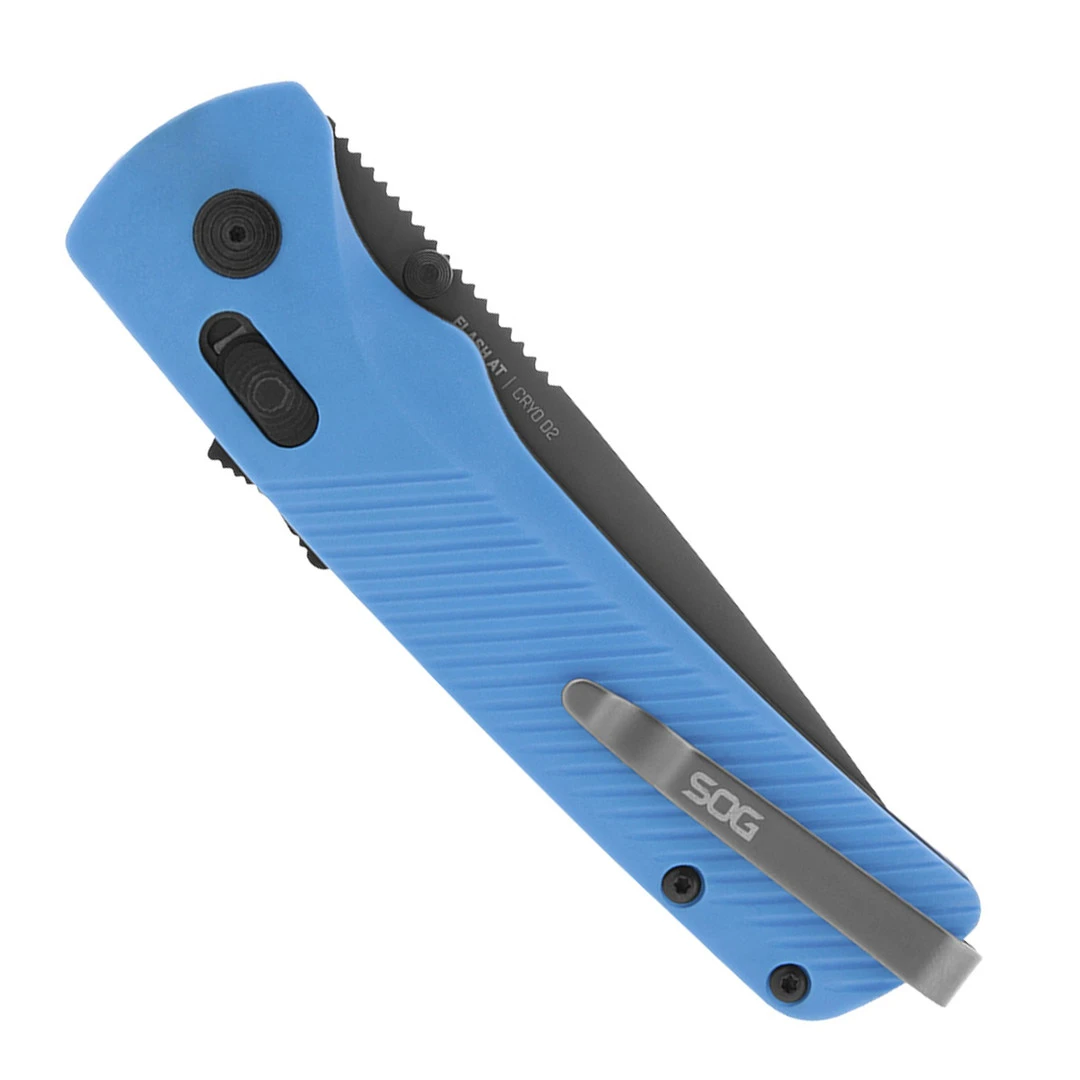 SOG Flash AT Civic Cyan Folding Knife, Combo Blade 2 SOG Flash AT Civic Cyan Folding Knife, Combo Blade - Image 2