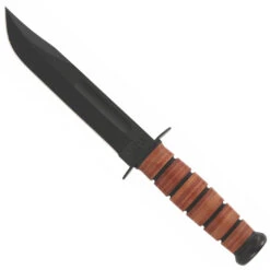 Ka-Bar US Navy Leather Handle Fighting Knife, Straight Edge