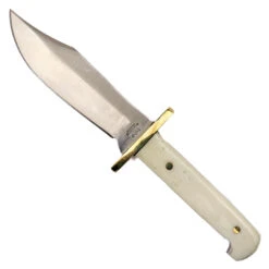 Bear & Son Baby Bowie, Smooth White Bone With Leather Sheath