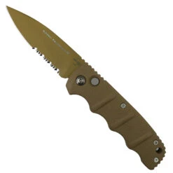 Boker Desert Tan Kalashnikov 74 Auto Knife, D2 Desert Tan Combo Blade