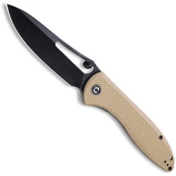 CIVIVI Tan Picaro Linerlock Knife, Black Stonewash D2 Blade