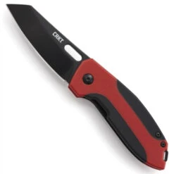 CRKT 2430 Red/Black Sketch Wharncliffe Folder Knife, Black Blade