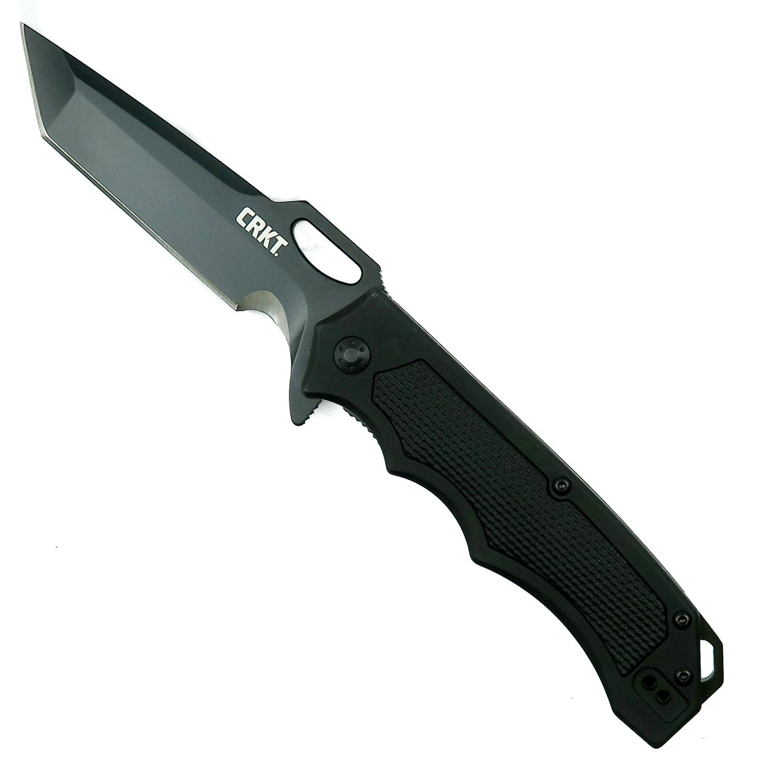 CRKT 7050 Septimo Flipper Knife, Black Combo Blade 1 CRKT 7050 Septimo Flipper Knife, Black Combo Blade