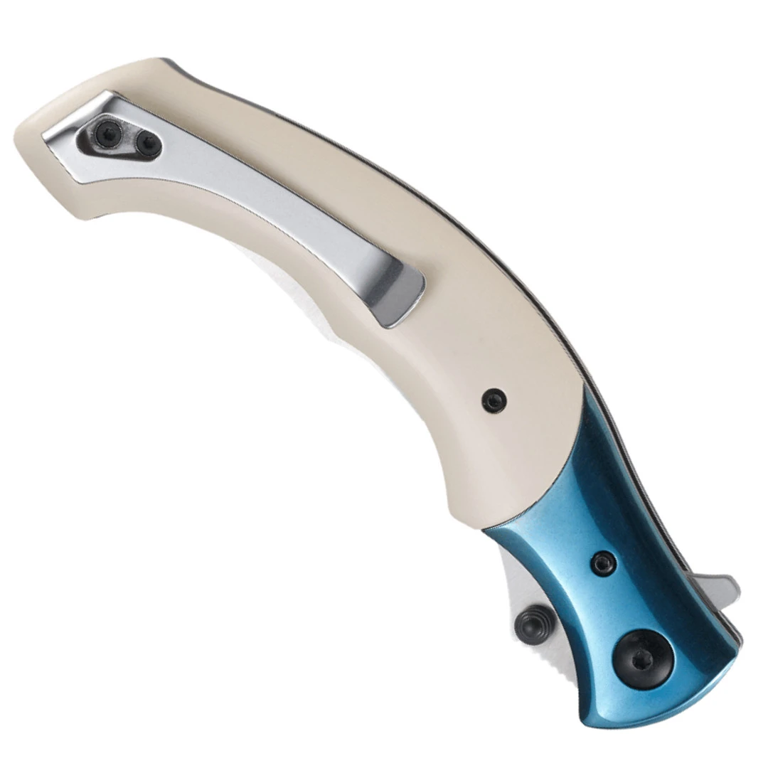 CRKT Ivory Micarta Ritual Spring Assist Knife, Satin Trailing Blade 2 CRKT Ivory Micarta Ritual Spring Assist Knife, Satin Trailing Blade - Image 2