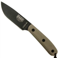 ESEE Knives ESEE-4 Modified Handle, Black Blade, Black Leather Sheath