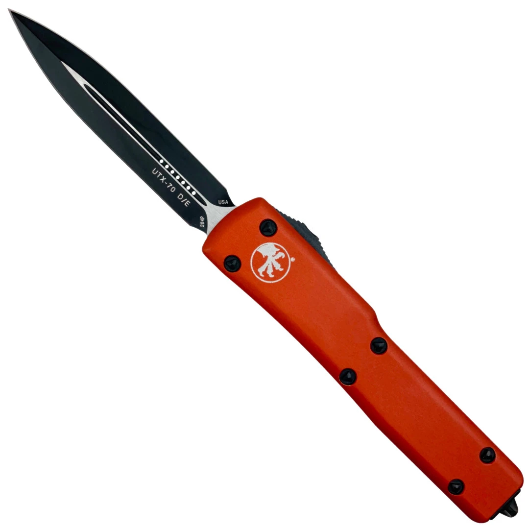 Microtech Orange UTX-70 Dagger OTF Auto Knife, Black Blade 1 Microtech Orange UTX-70 Dagger OTF Auto Knife, Black Blade