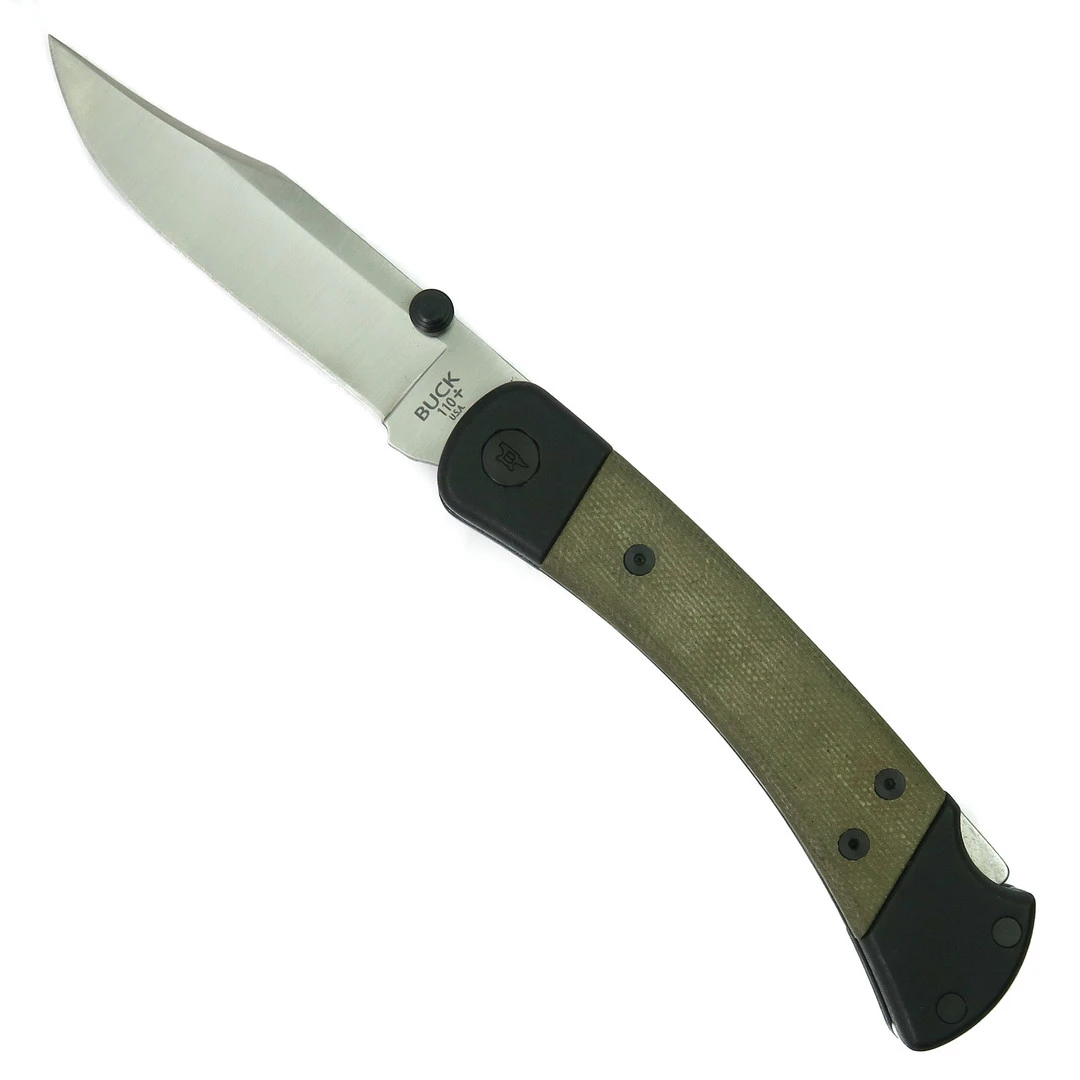 Buck Knives Buck Green Canvas Micarta Hunter Sport Lockback Folder Knife, Satin Blade 1 Buck Knives Buck Green Canvas Micarta Hunter Sport Lockback Folder Knife, Satin Blade
