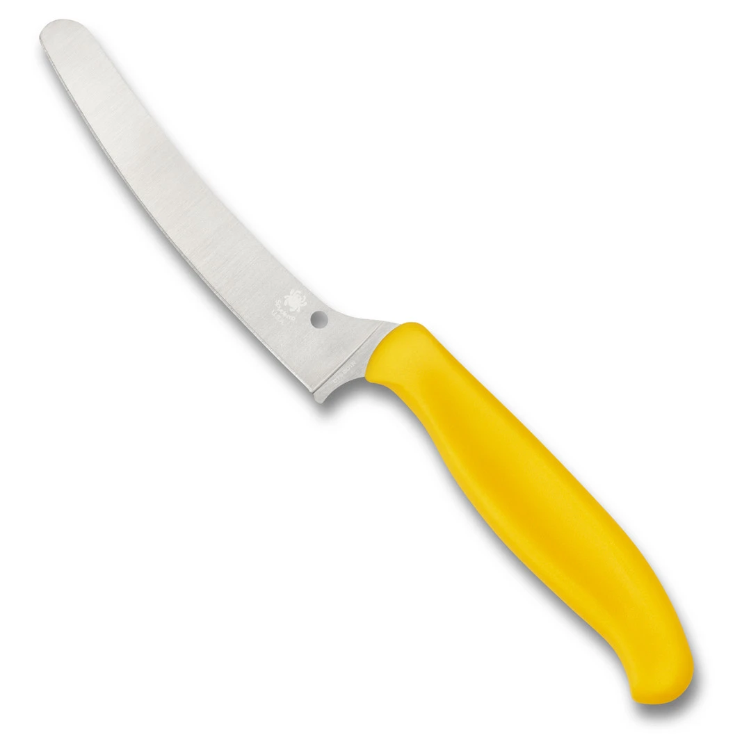 Spyderco Yellow Z-Cut Blunt Tip Kitchen Knife, CTS-BD1N Blade 1 Spyderco Yellow Z-Cut Blunt Tip Kitchen Knife, CTS-BD1N Blade