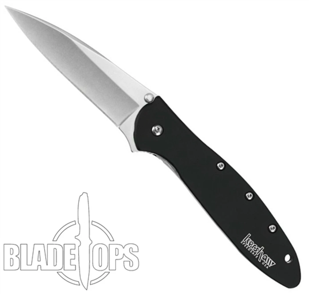 Kershaw Stonewash Leek Spring Assist Knife, Plain Blade, 1660SWBLK 3 Kershaw Stonewash Leek Spring Assist Knife, Plain Blade, 1660SWBLK - Image 3
