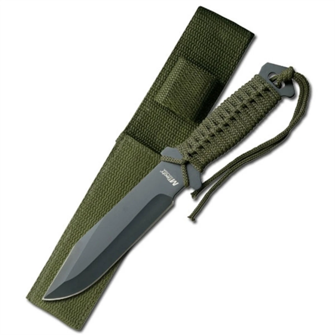 MTech USA MT-528C Army Green Paracord Fixed Blade Knife, Black Blade 1 MTech USA MT-528C Army Green Paracord Fixed Blade Knife, Black Blade