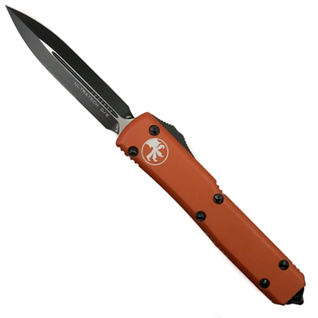 Microtech Orange Contoured Ultratech D/E OTF Auto Knife, Black Blade 1 Microtech Orange Contoured Ultratech D/E OTF Auto Knife, Black Blade