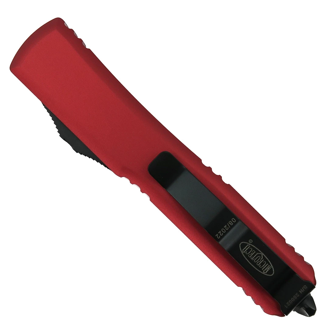 Microtech Red Contoured Ultratech OTF Auto Knife, Black Tanto Blade 2 Microtech Red Contoured Ultratech OTF Auto Knife, Black Tanto Blade - Image 2