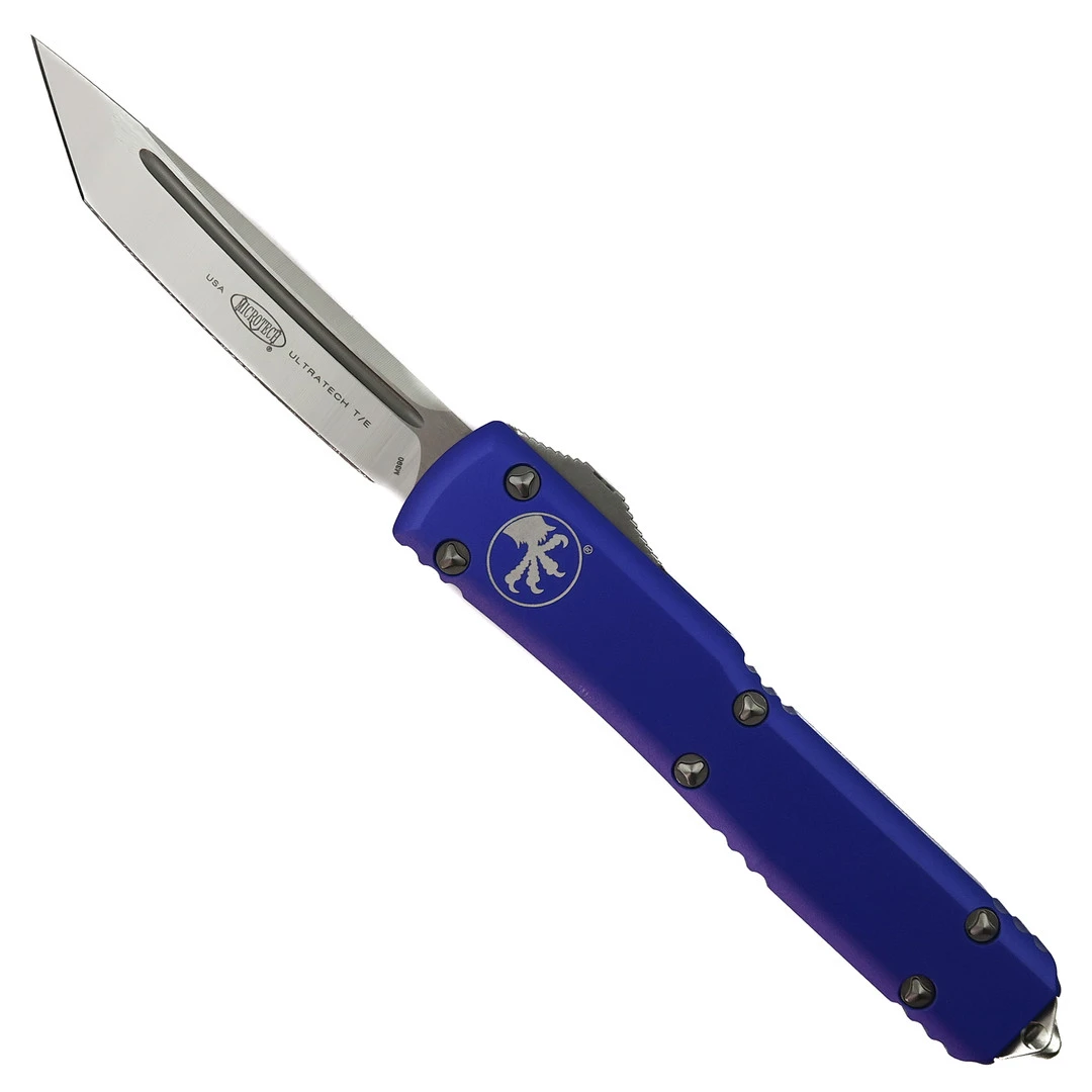 Microtech Purple Contoured Ultratech OTF Auto Knife, Satin Tanto Blade 1 Microtech Purple Contoured Ultratech OTF Auto Knife, Satin Tanto Blade