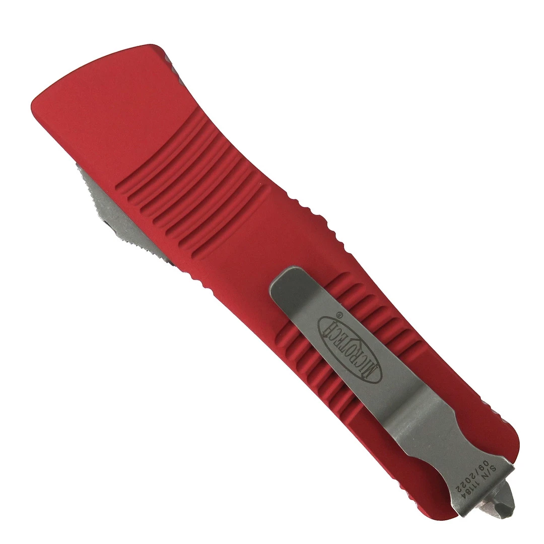Microtech Red Troodon OTF Auto Knife, Apocalyptic Stonewash Blade 2 Microtech Red Troodon OTF Auto Knife, Apocalyptic Stonewash Blade - Image 2