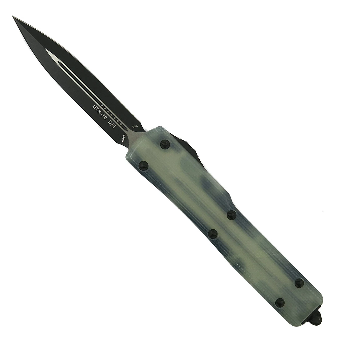 Microtech Signature Series Natural Jade UTX-70 OTF Auto Knife, Dual Edge Blade 1 Microtech Signature Series Natural Jade UTX-70 OTF Auto Knife, Dual Edge Blade
