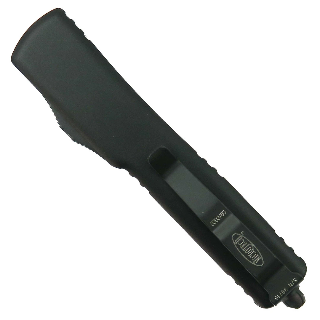 Microtech UTX70 OTF Knife, Black Drop Point Combo Blade 2 Microtech UTX70 OTF Knife, Black Drop Point Combo Blade - Image 2