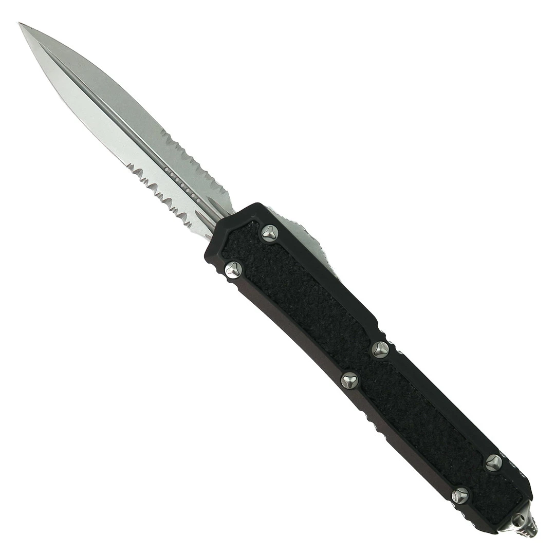 Microtech Signature Series Makora OTF Knife, Stonewash Combo Dagger Blade 1 Microtech Signature Series Makora OTF Knife, Stonewash Combo Dagger Blade