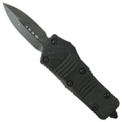 Microtech Signature Series Carbon Fiber Mini Troodon CA Legal OTF Auto Knife, Damascus Blade