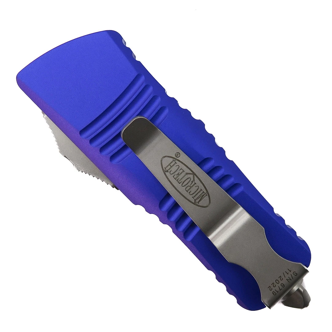 Microtech Purple Mini Troodon OTF Auto Knife, Tanto Stonewash Blade 2 Microtech Purple Mini Troodon OTF Auto Knife, Tanto Stonewash Blade - Image 2