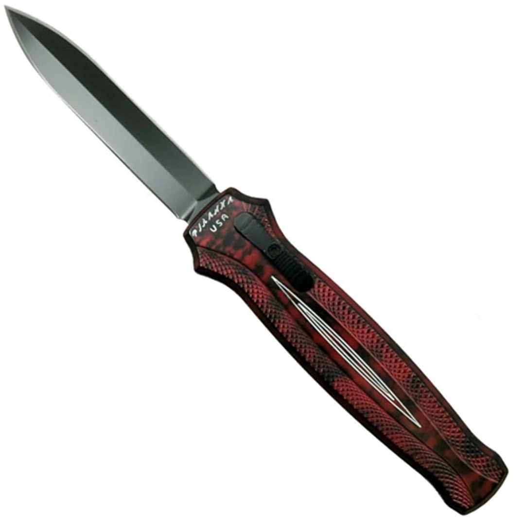 Piranha P-20RT Red Rated-XDE OTF Auto Knife, 154CM Black Blade 1 Piranha P-20RT Red Rated-XDE OTF Auto Knife, 154CM Black Blade