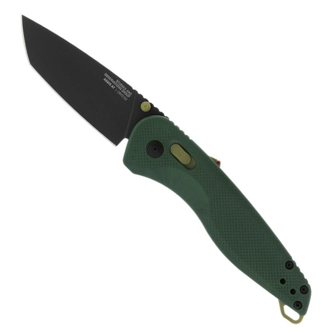 SOG Forest And Moss Green Aegis AT Tanto Folding Knife, Black Blade 1 SOG Forest And Moss Green Aegis AT Tanto Folding Knife, Black Blade