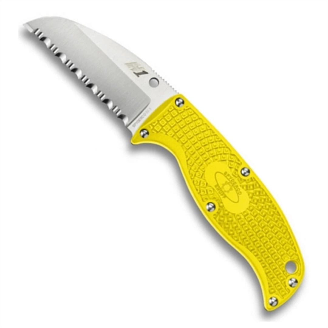 Spyderco Yellow Enuff Fixed Blade Knife, H-1 Satin SpyderEdge Blade 1 Spyderco Yellow Enuff Fixed Blade Knife, H-1 Satin SpyderEdge Blade