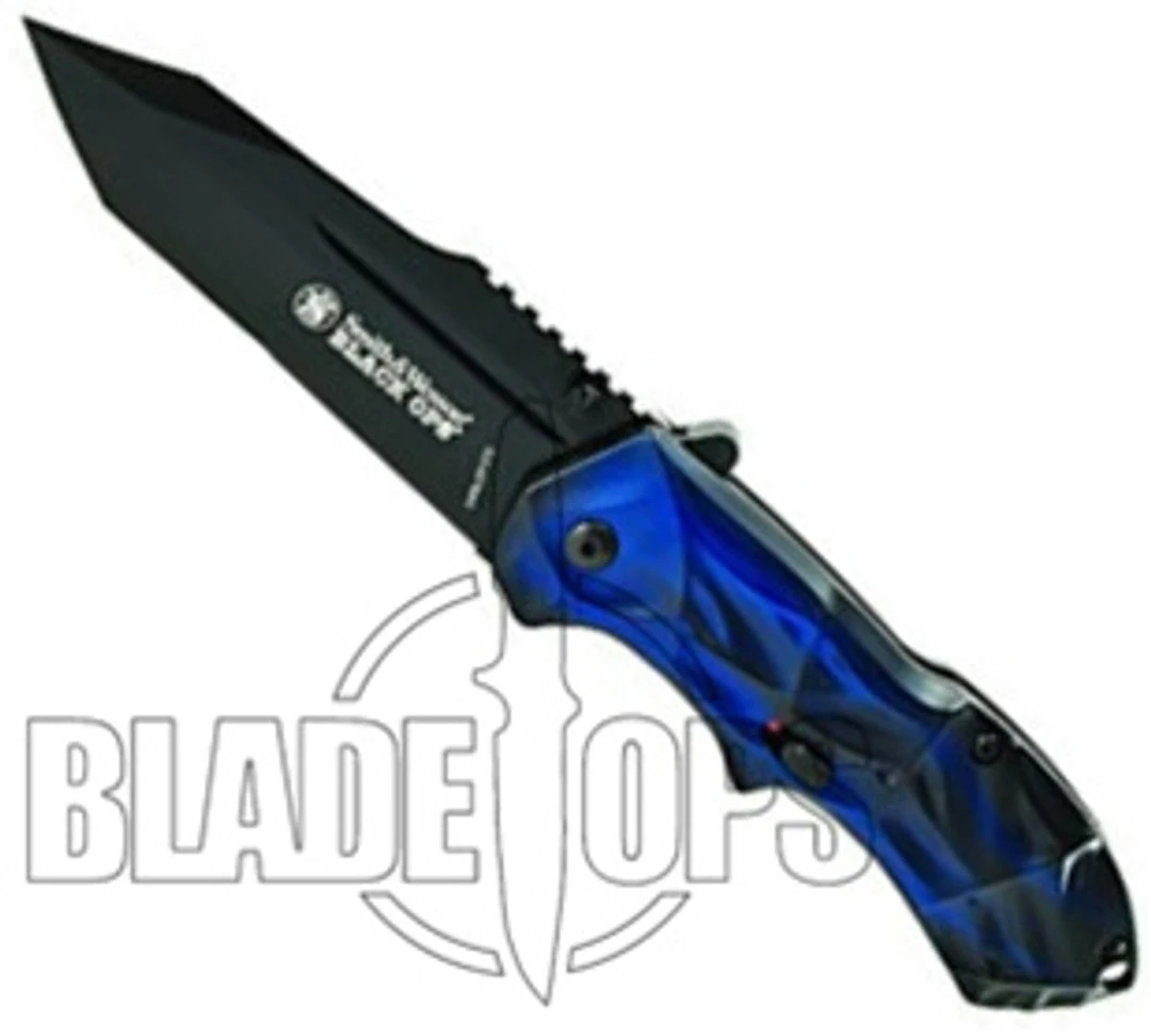 Smith & Wesson Black Ops Spring Assist Knife, Blue Handle, Tanto Black Plain Blade, BLOP3TBL 3 Smith & Wesson Black Ops Spring Assist Knife, Blue Handle, Tanto Black Plain Blade, BLOP3TBL - Image 3