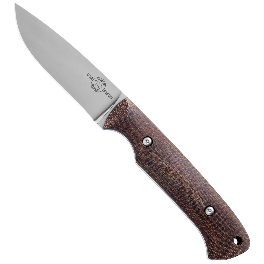 White River Natural Burlap Micarta Hunter Knife, S35VN Blade 1 White River Natural Burlap Micarta Hunter Knife, S35VN Blade
